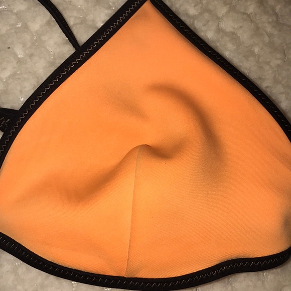 VS PINK swim top. Size Small. Tangerine with black - Picture 2 of 5